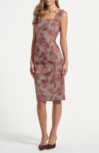 Isaac Mizrahi New York Plaid Sleeveless Sheath Dress In Neutral