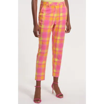 Isaac Mizrahi New York Plaid Slim Fit Ankle Pants In Multi