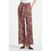 Isaac Mizrahi New York Plaid Tie Waist Wide Leg Pants In Burgundy