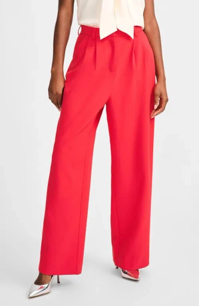 Isaac Mizrahi New York Pleated Wide Leg Pants In Pink