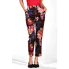 Isaac Mizrahi New York Print Satin Straight Leg Pants In Multi