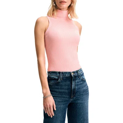 Isaac Mizrahi New York Rib Turtleneck Sleeveless Top In Ballet Slipper