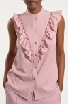 Isaac Mizrahi New York Ruffle Button-up Shirt In Pink