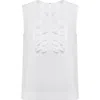Isaac Mizrahi New York Ruffle Sleeveless Top In White