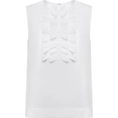 Isaac Mizrahi New York Ruffle Sleeveless Top In White