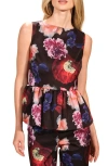 Isaac Mizrahi New York Satin Peplum Top In Multi