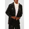Isaac Mizrahi New York Sequin Notch Lapel Blazer In Black