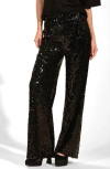 Isaac Mizrahi New York Sequin Wide Leg Pants In Black