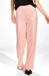 Isaac Mizrahi New York Sequin Wide Leg Pants In Pink