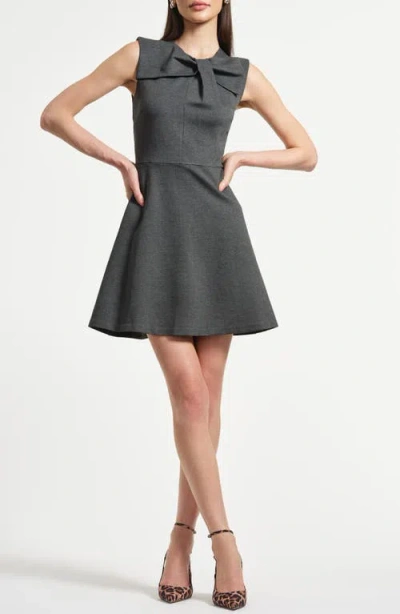 Isaac Mizrahi New York Sleeveless Bow Ponte Minidress In Gray