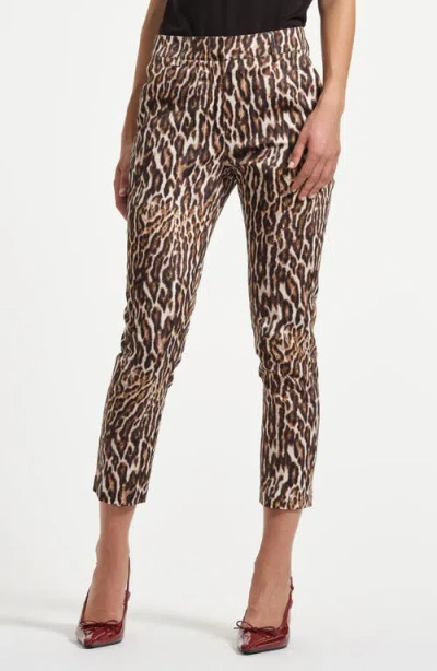 Isaac Mizrahi New York Slim Fit Sateen Ankle Pants In Animal Print