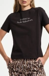 Isaac Mizrahi New York Stretch Cotton Graphic T-shirt In Black