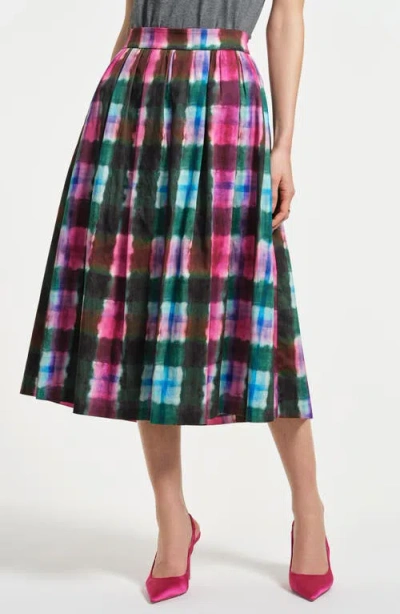 Isaac Mizrahi New York Stretch Cotton Sateen Midi Skirt In Animal Print