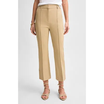 Isaac Mizrahi New York Stretch Twill Ankle Kick Flare Pants In Brown