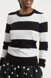 Isaac Mizrahi New York Stripe Crewneck Sweater In Multi