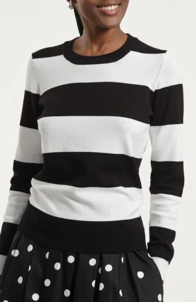 Isaac Mizrahi New York Stripe Crewneck Sweater In Multi