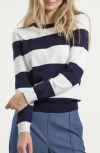 Isaac Mizrahi New York Stripe Crewneck Sweater In Multi
