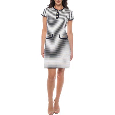 Isaac Mizrahi New York Striped Ponte Sheath Dress In Multi