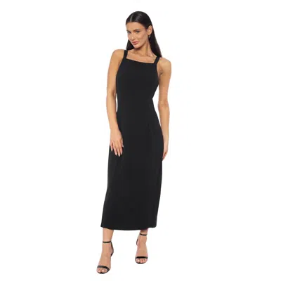 Isaac Mizrahi Scuba Crepe Midi Gown With Satin Bow Back In Black