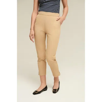 Isaac Mizrahi Slim Cropped Pant In Brown