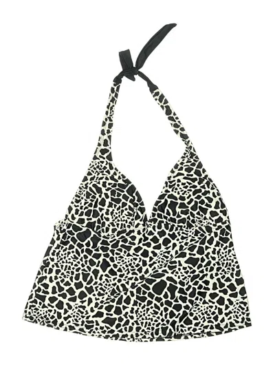 Pre-owned Isaac Mizrahi Swimsuit Top Ivory Animal Print Pattern Swimwear