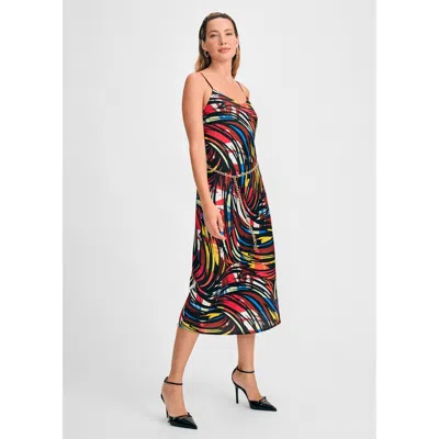 Isaac Mizrahi Trim Strap Slip Dress In Multi