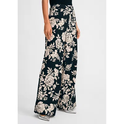 Isaac Mizrahi Wide Leg Floral Pant In Black