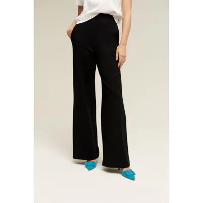 Isaac Mizrahi Wide Leg Ponte Pants In Black