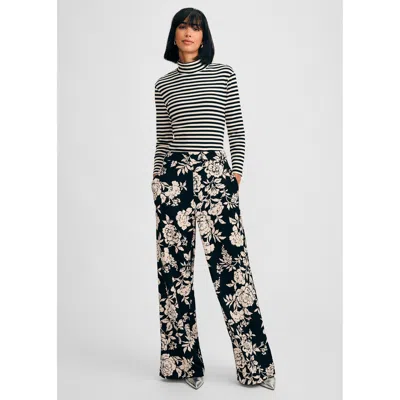 Isaac Mizrahi Women's 3/4 Sleeve Turtleneck Rib Top In Black