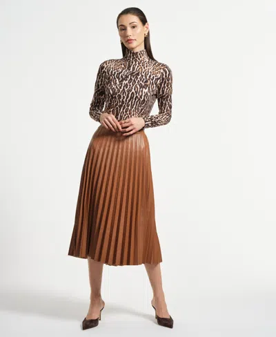 Isaac Mizrahi Women's A-line Pleated Skirt In Brown