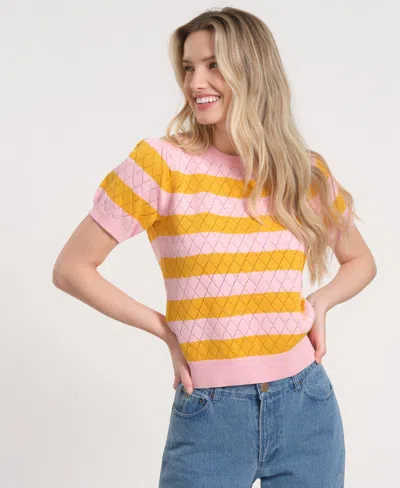 Isaac Mizrahi Women's Balloon Short-sleeve Knitted Sweater In Multi