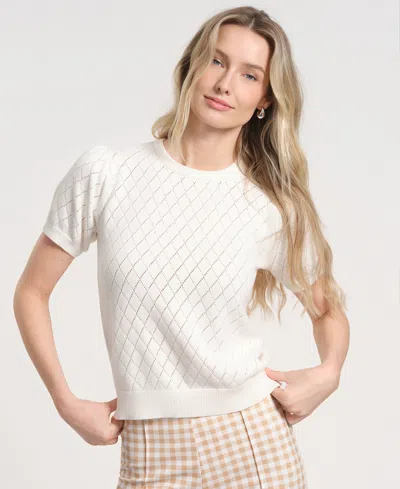 Isaac Mizrahi Women's Balloon Short-sleeve Knitted Sweater In Gray