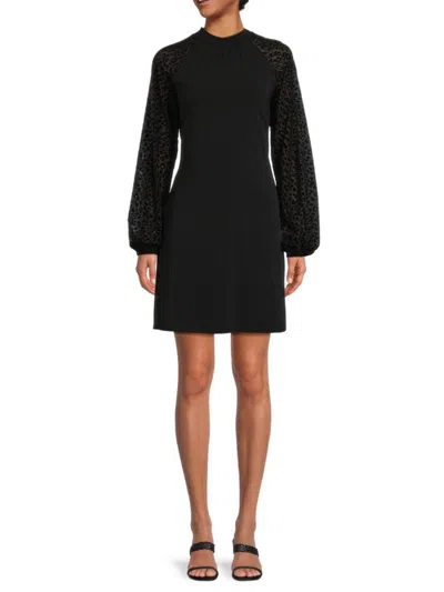 Isaac Mizrahi Women's Burnout Mini Sheath Dress In Black