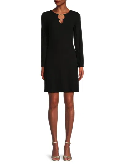 Isaac Mizrahi Women's Chain Mini Sheath Dress In Black