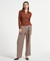 Isaac Mizrahi Women's Collar Zip Front Sweater Top In Brown