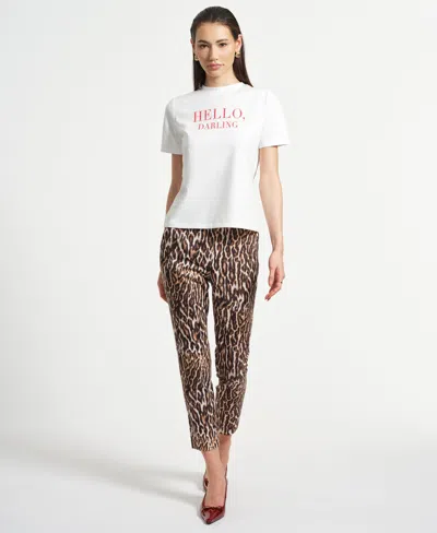 Isaac Mizrahi Women's Crewneck Graphic Top In White