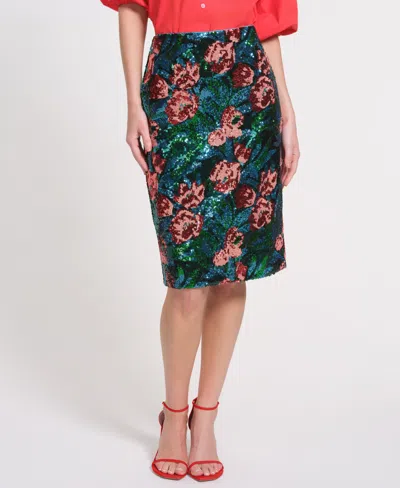Isaac Mizrahi Women's Floral Pencil Midi Skirt In Multi