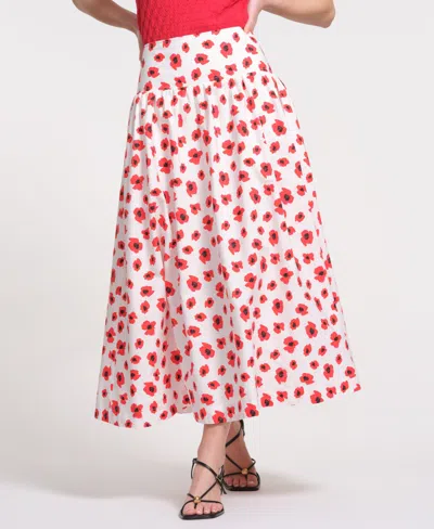 Isaac Mizrahi Women's Floral Printed Maxi Skirt In Red