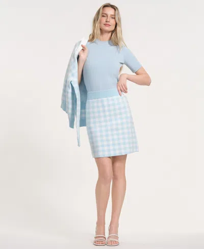 Isaac Mizrahi Women's Gingham Midi Skirt In Blue