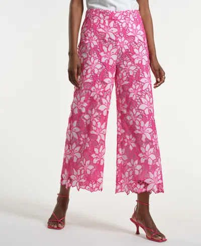 Isaac Mizrahi Women's High-rise Straight Leg Pants In Pink