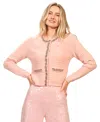 Isaac Mizrahi Women's Long Sleeve Crystal Cardigan Sweater In Pink