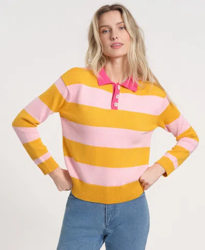 Isaac Mizrahi Women's Long-sleeve Collared Knitted Sweater In Multi