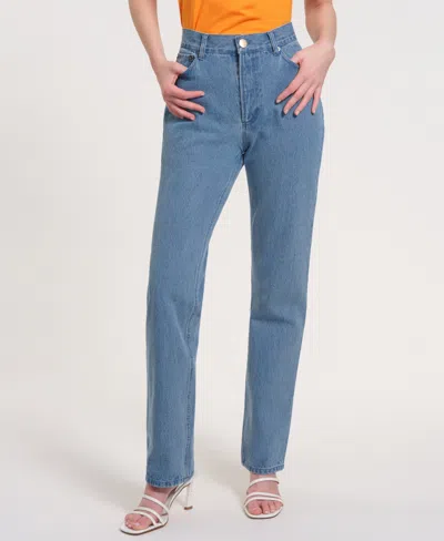 Isaac Mizrahi Women's Mid-rise Straight-leg Pants In Blue