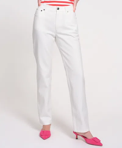 Isaac Mizrahi Women's Mid-rise Straight-leg Pants In White