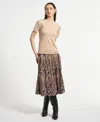 Isaac Mizrahi Women's Mock Neck Short Sleeve Sweater In Brown