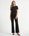 Isaac Mizrahi Women's Ponte Flare Mid Rise Pants In Black