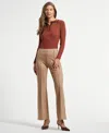 Isaac Mizrahi Women's Ponte Flare Mid Rise Pants In Brown