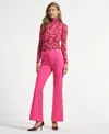 Isaac Mizrahi Women's Ponte Flare Mid Rise Pants In Pink