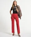 Isaac Mizrahi Women's Ponte Flare Mid Rise Pants In Red