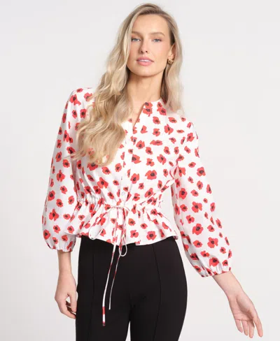 Isaac Mizrahi Women's Printed Balloon-sleeve Top In Multi